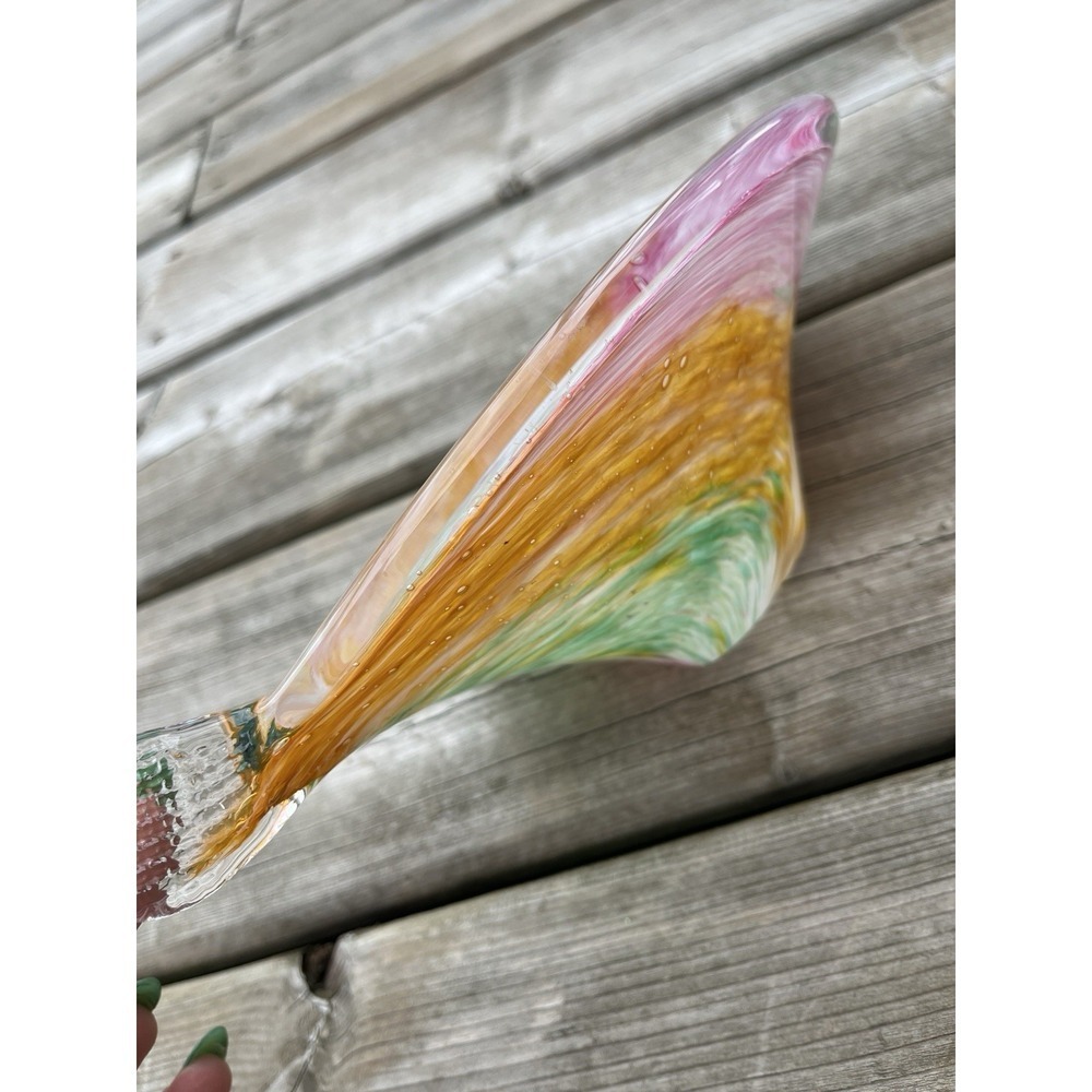 Vintage MURANO‎ Venetian Multicolored Leaf Shape Italian Bowl Dish